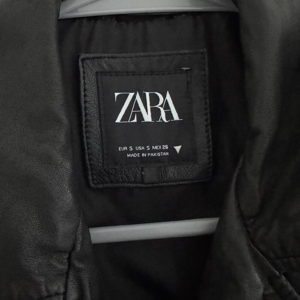 ZARA 100% Lambskin Leather Biker Jacket Size S 🖤 - Picture 4 of 16